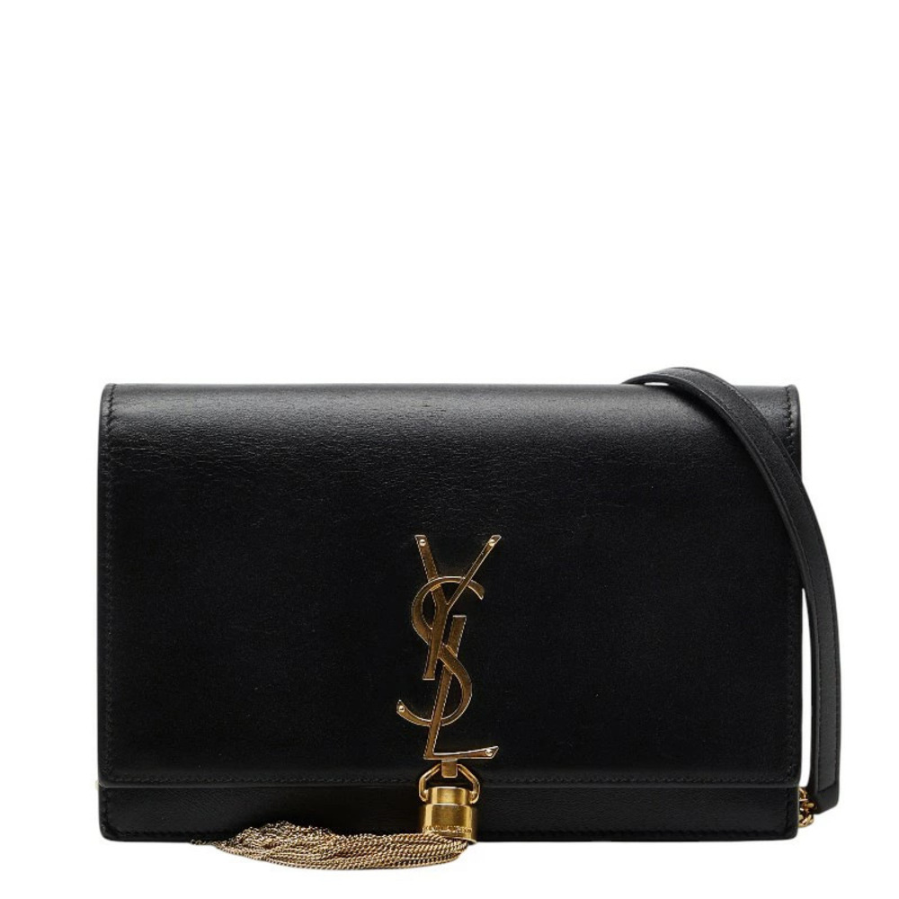 Saint Laurent YSL tassel chain wallet shoulder bag black leather